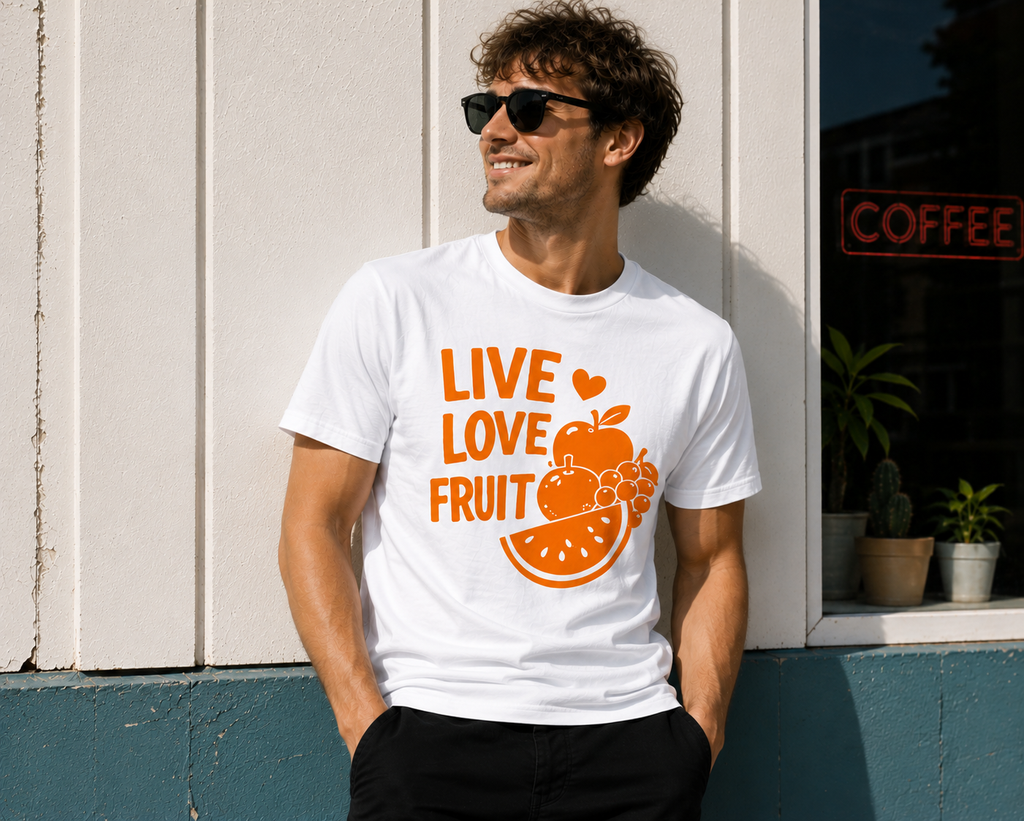 Live Love Fruit Vinyl T-Shirt | Cute Retro Fruit Summer Tee