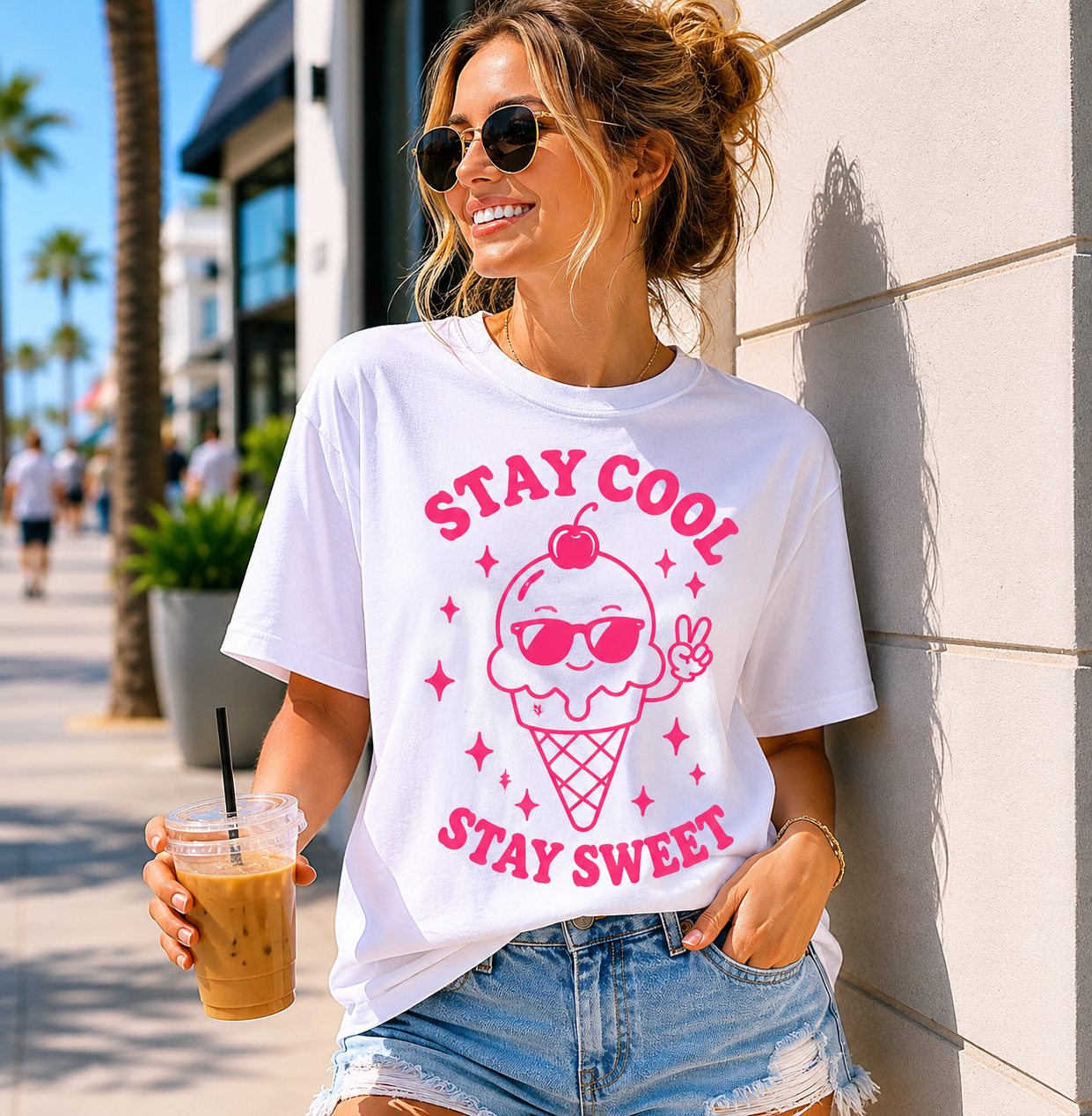 Stay Cool Stay Sweet Ice Cream Vinyl Tee | Cute Summer Aesthetic Shirt