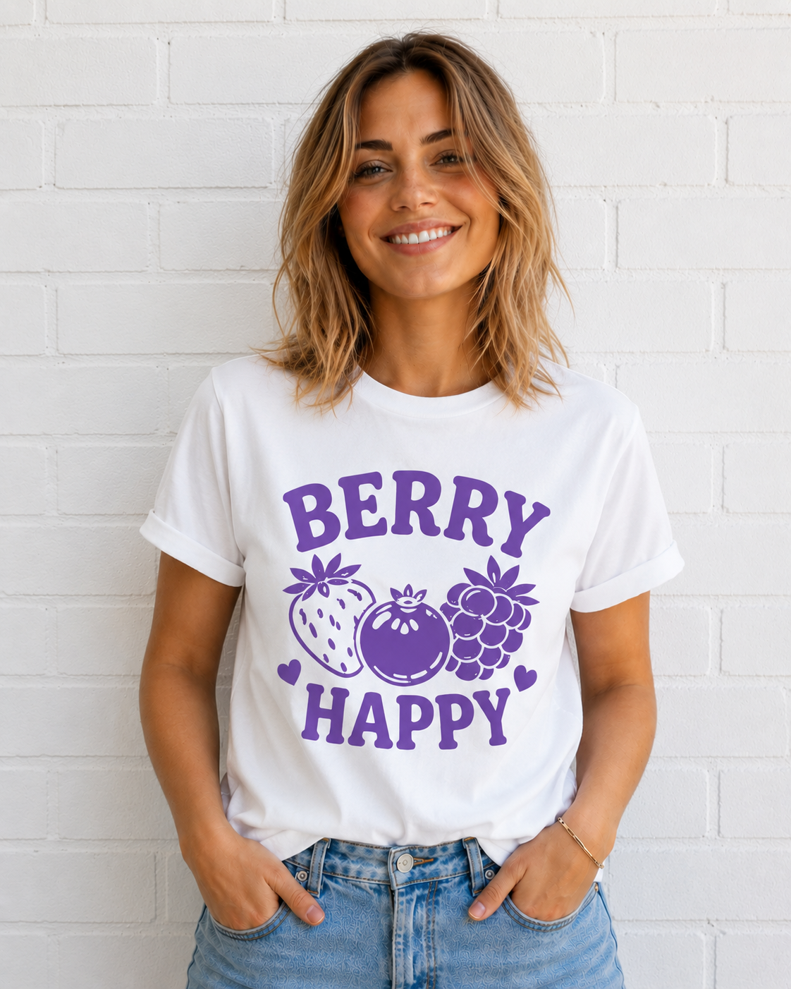 Berry Happy Vinyl T-Shirt | Cute Retro Fruit Aesthetic Tee