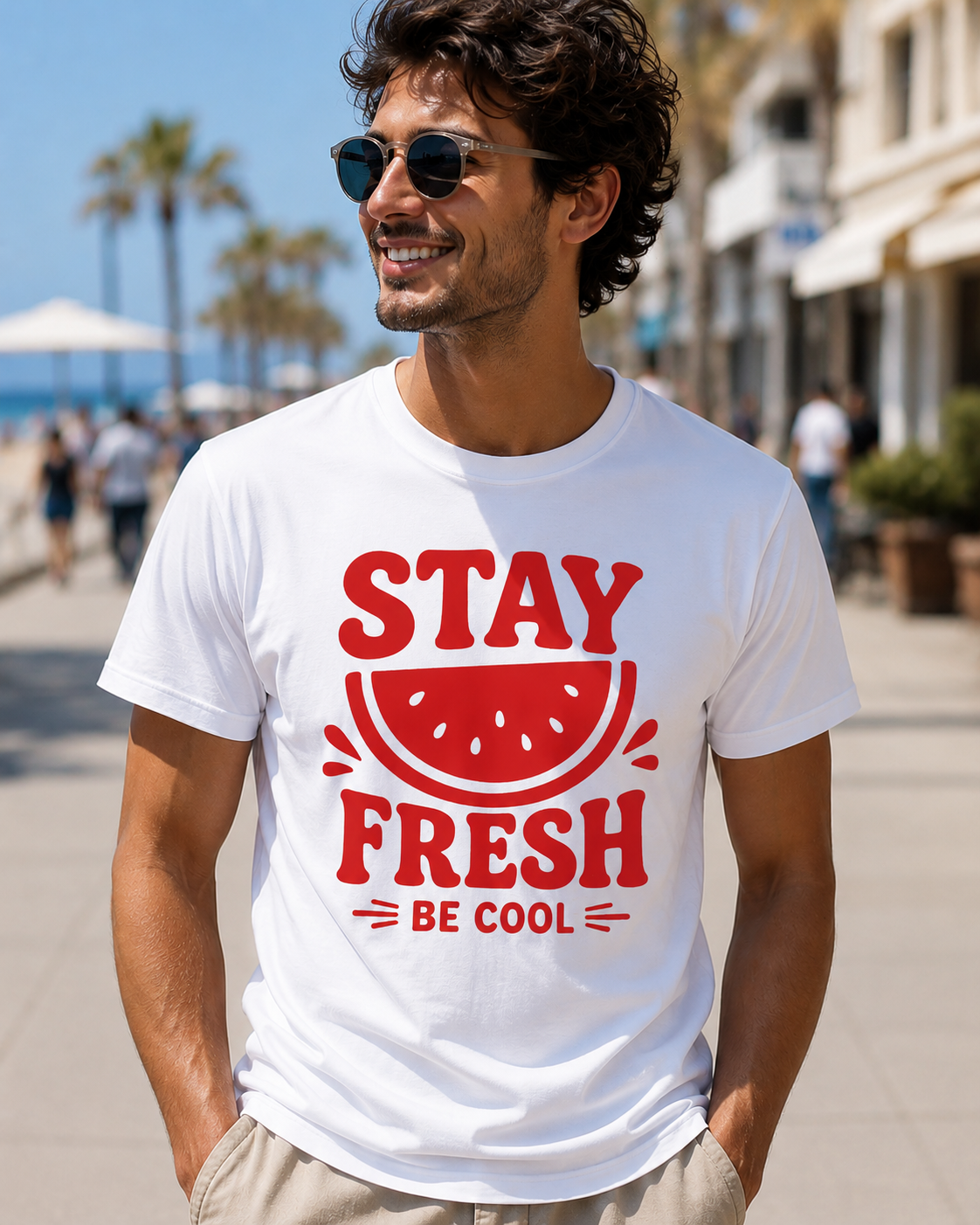 Stay Fresh Be Cool Watermelon Vinyl T-Shirt | Cute Summer Fruit Tee