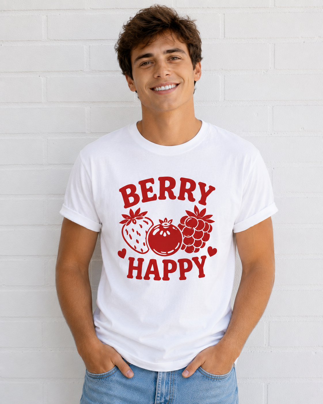 Berry Happy Vinyl T-Shirt | Cute Retro Fruit Aesthetic Tee