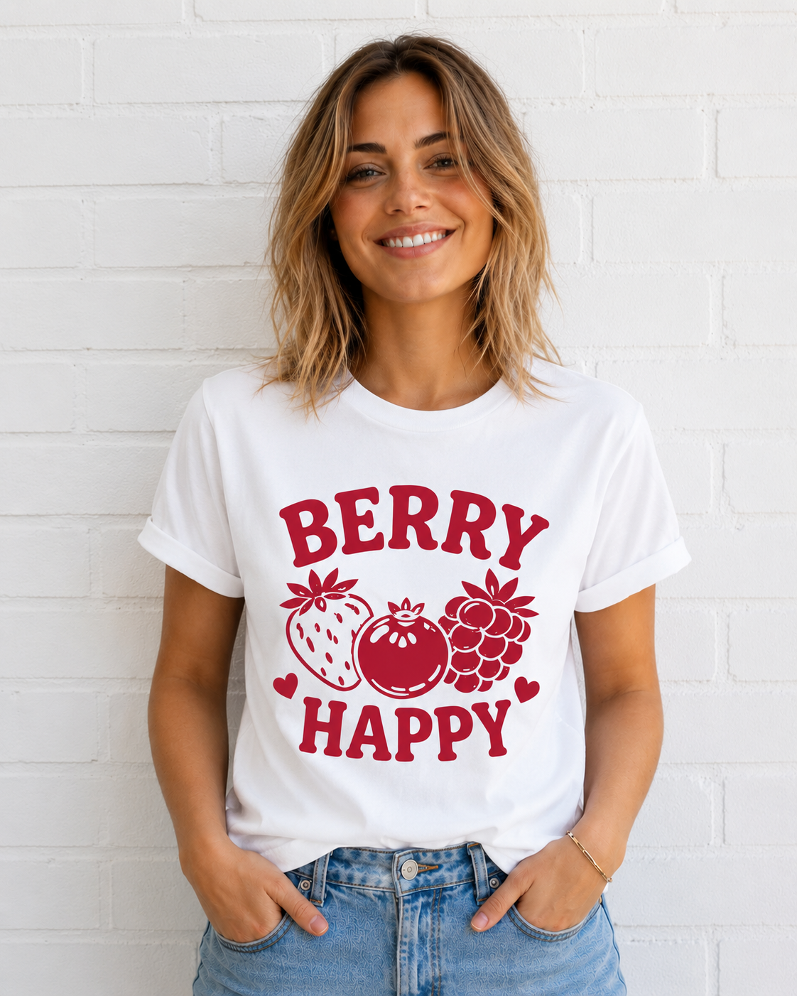Berry Happy Vinyl T-Shirt | Cute Retro Fruit Aesthetic Tee