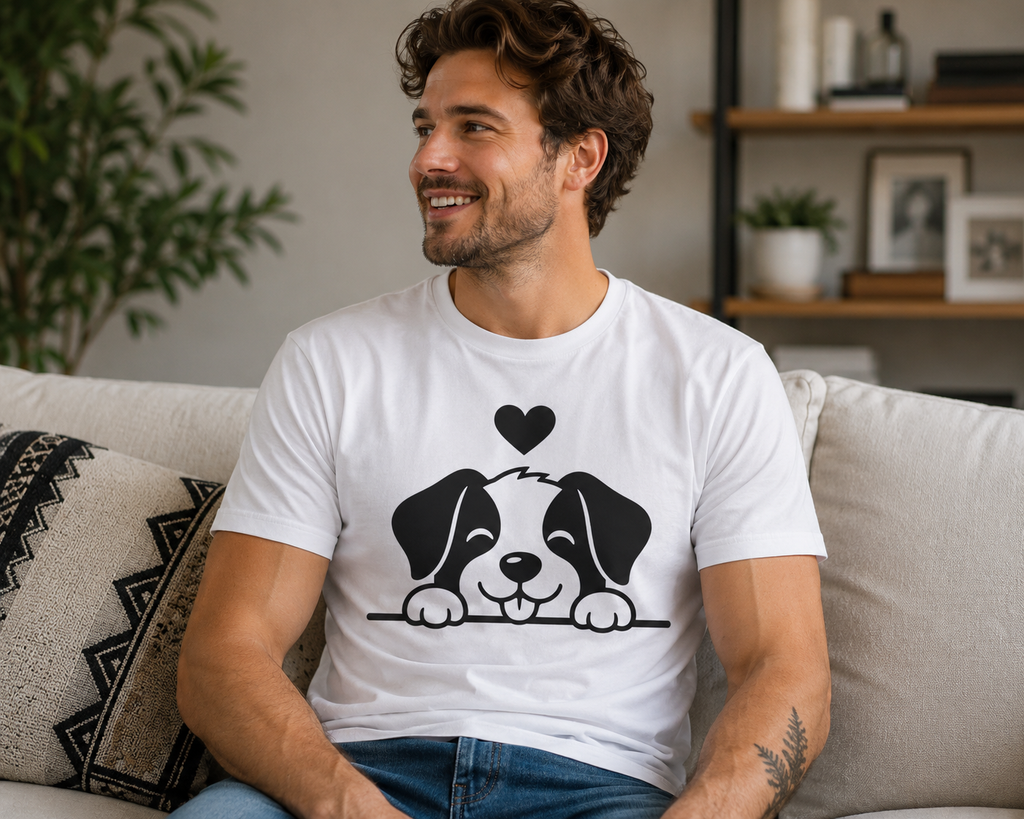 Cute Puppy Dog Lover T-Shirt | Adorable Dog Vinyl Tee | Pet Owner Gift Shirt