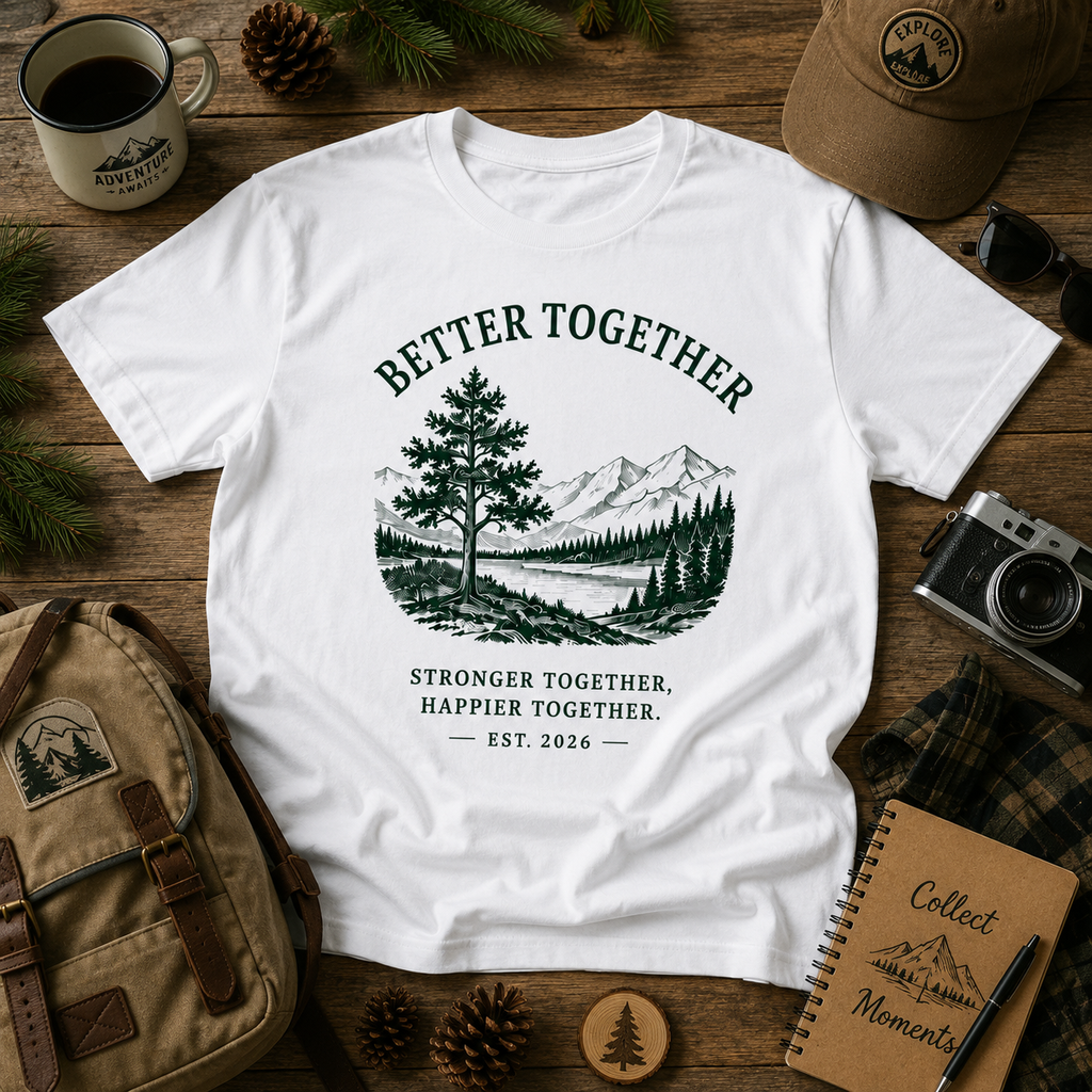 Better Together Mountain T-Shirt | Vintage Nature Graphic Tee | Outdoor Adventure Shirt