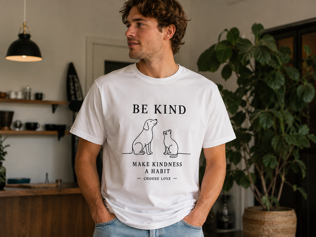 Be Kind Dog & Cat T-Shirt | Minimalist Animal Lover Graphic Tee | Choose Love Shirt