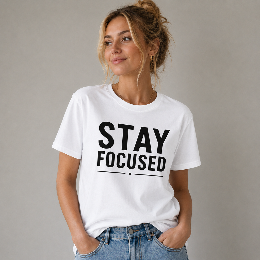 Stay Focused Motivational Vinyl T-Shirt for Men & Women