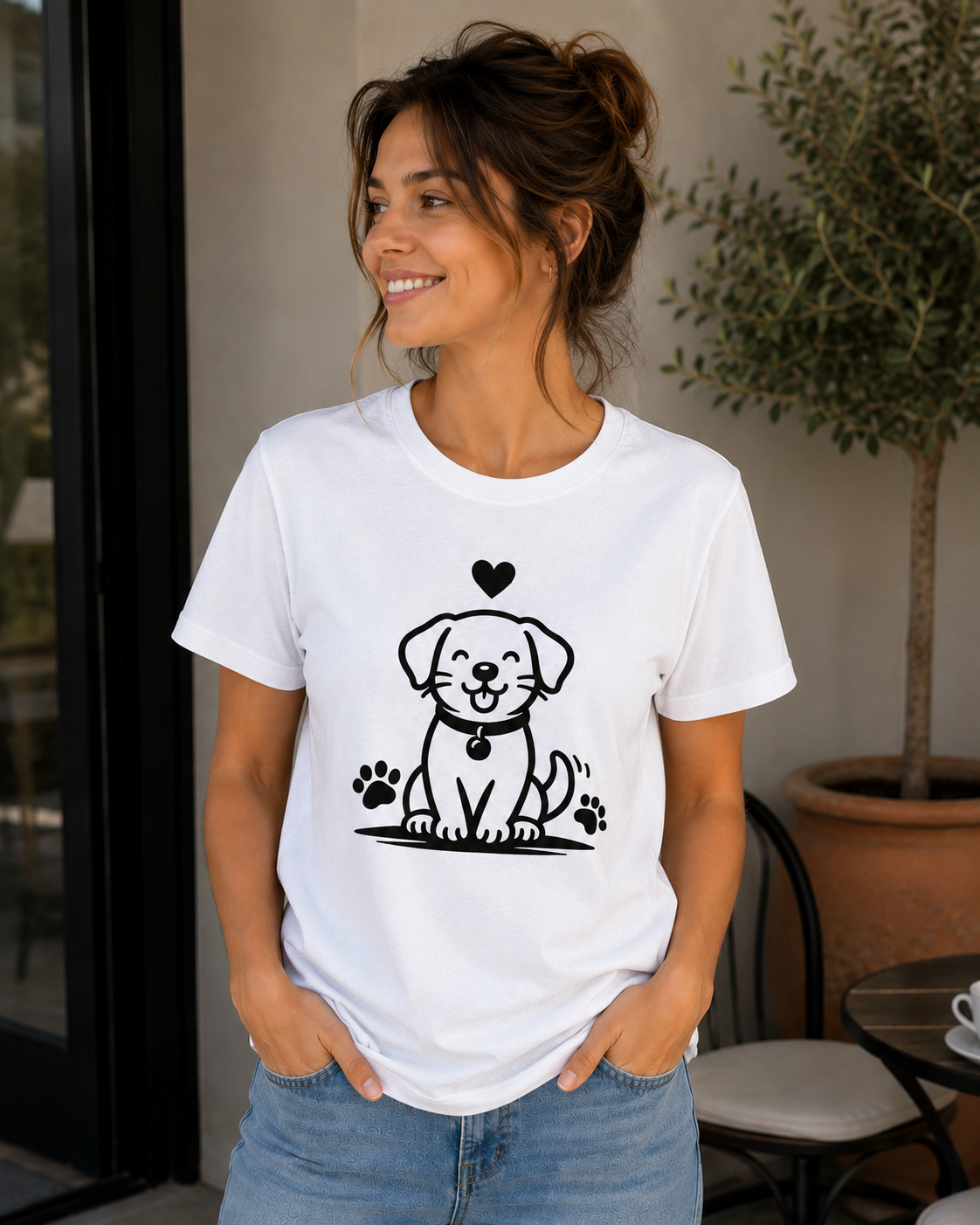 Cute Puppy Love Dog Lover Vinyl T-Shirt | Funny Pet Owner Tee | Dog Mom & Dog Dad Gift