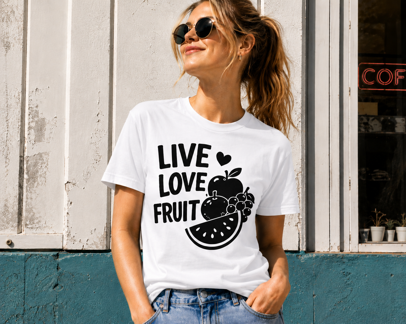 Live Love Fruit Vinyl T-Shirt | Cute Retro Fruit Summer Tee