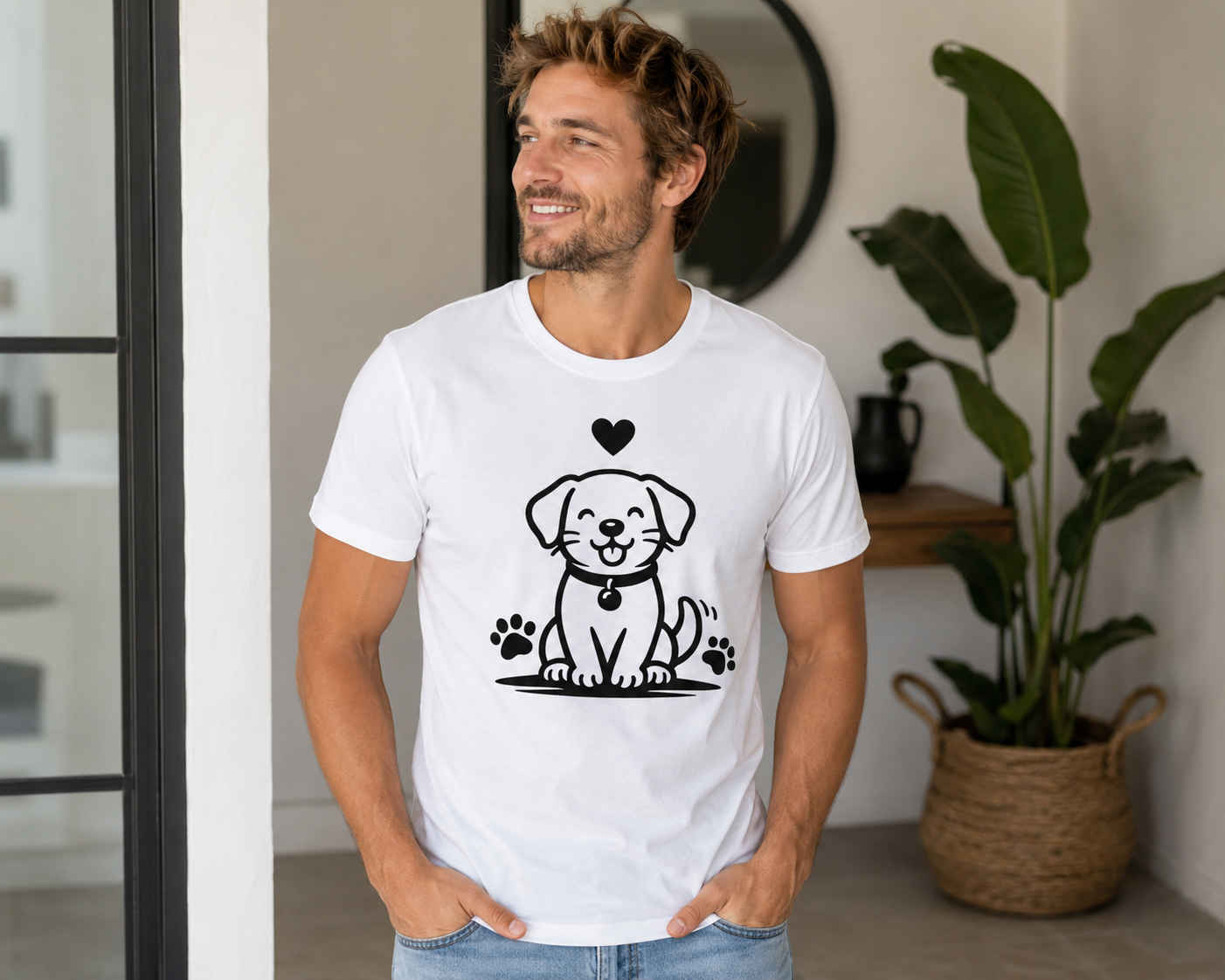 Cute Puppy Love Dog Lover Vinyl T-Shirt | Funny Pet Owner Tee | Dog Mom & Dog Dad Gift