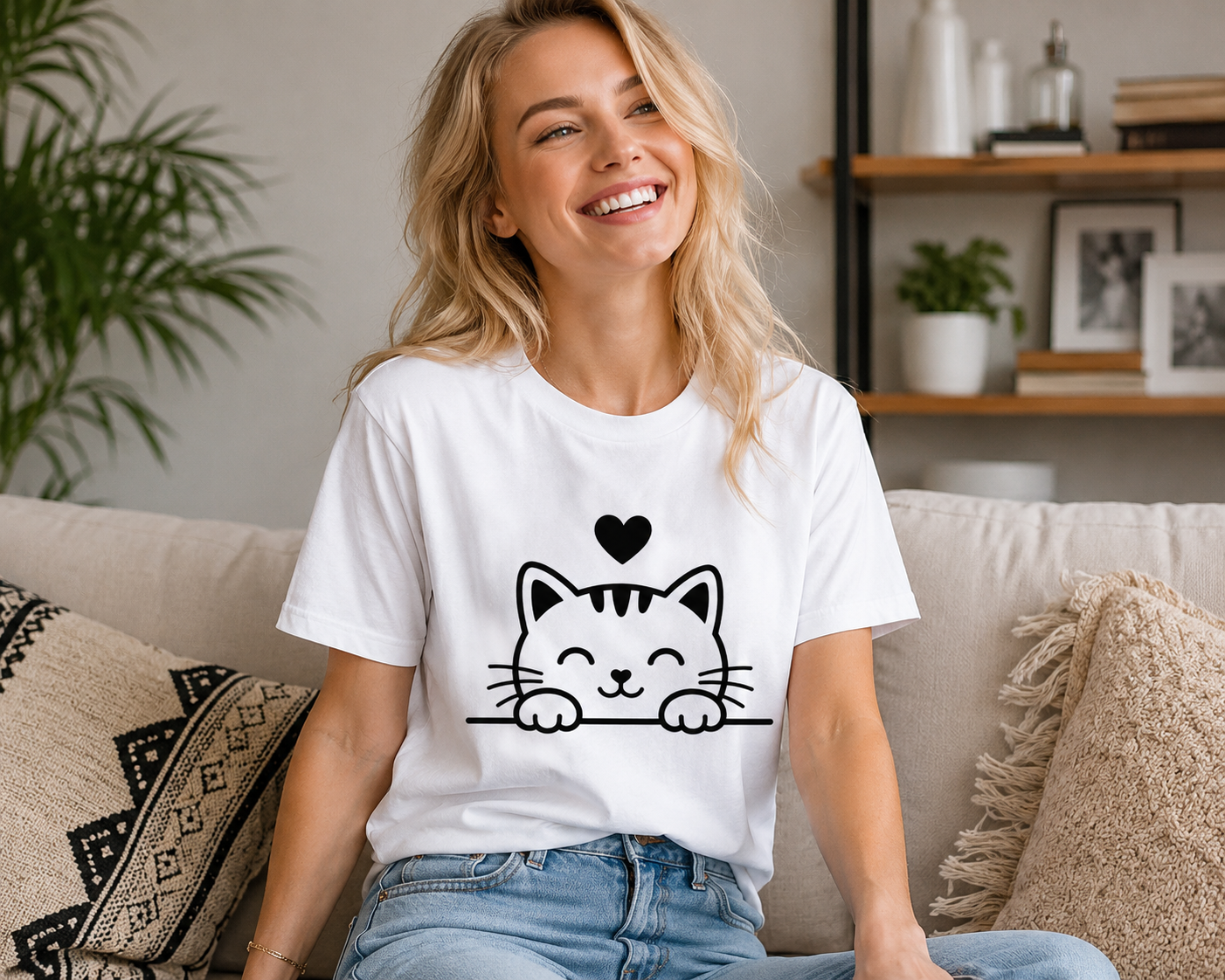 Cute Cat Lover T-Shirt | Adorable Kitty Vinyl Tee | Cat Mom Gift | Animal Lover Shirt