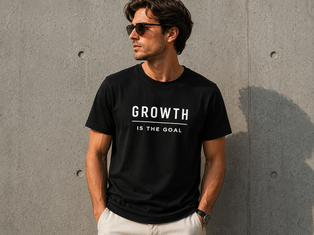 Growth Is the Goal Motivational Minimalist Vinyl T-Shirt