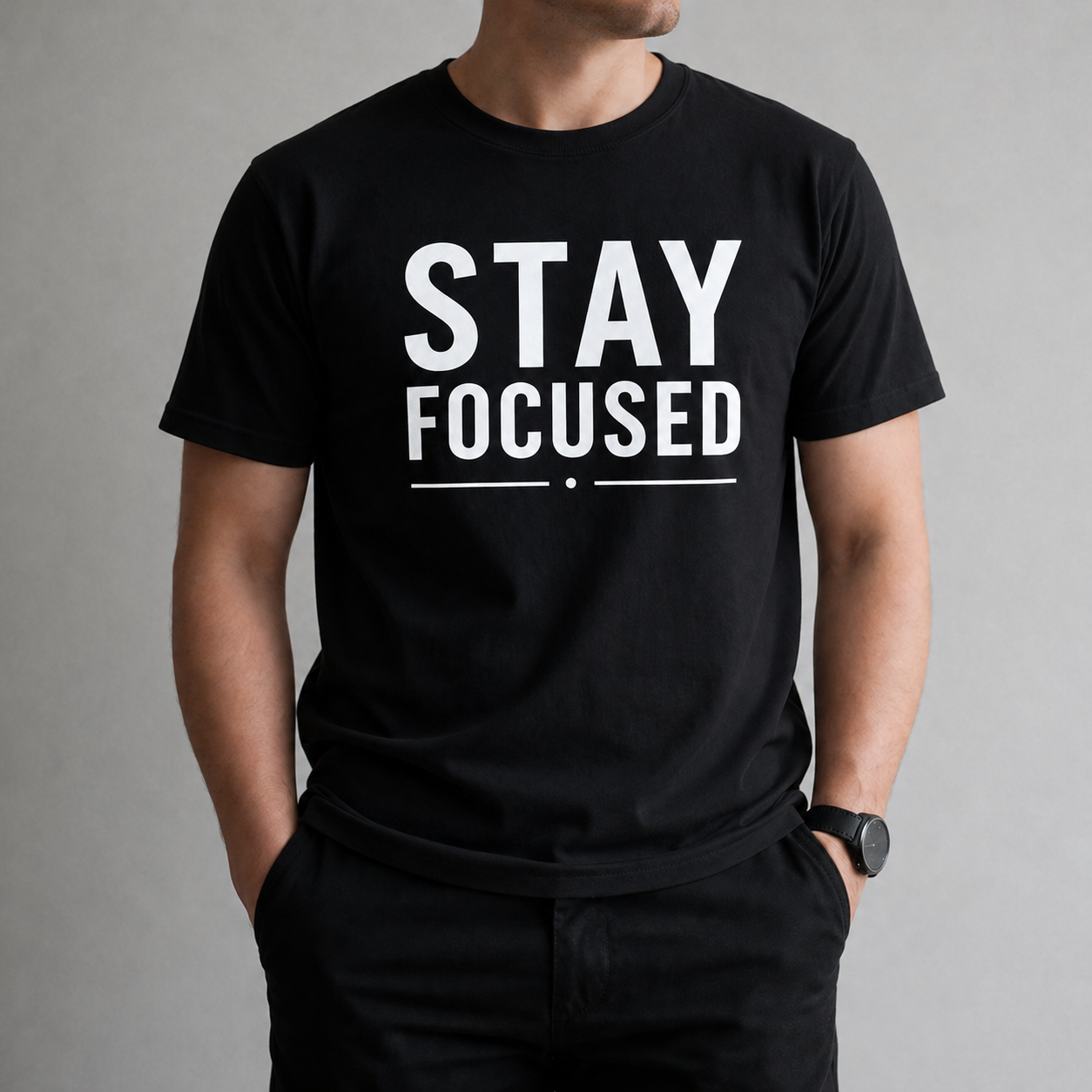 Stay Focused Motivational Vinyl T-Shirt for Men & Women