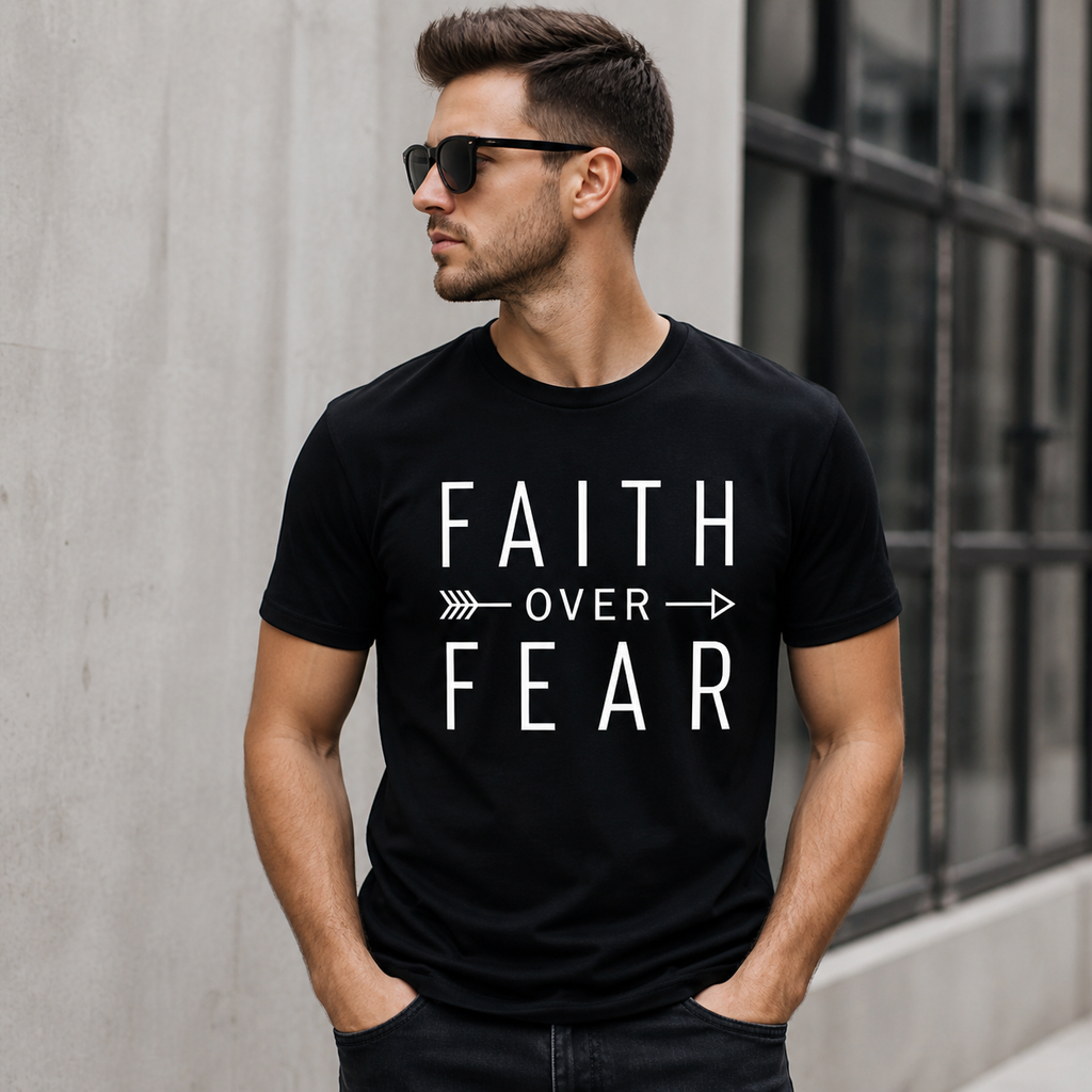 Faith Over Fear Inspirational Christian Vinyl T-Shirt