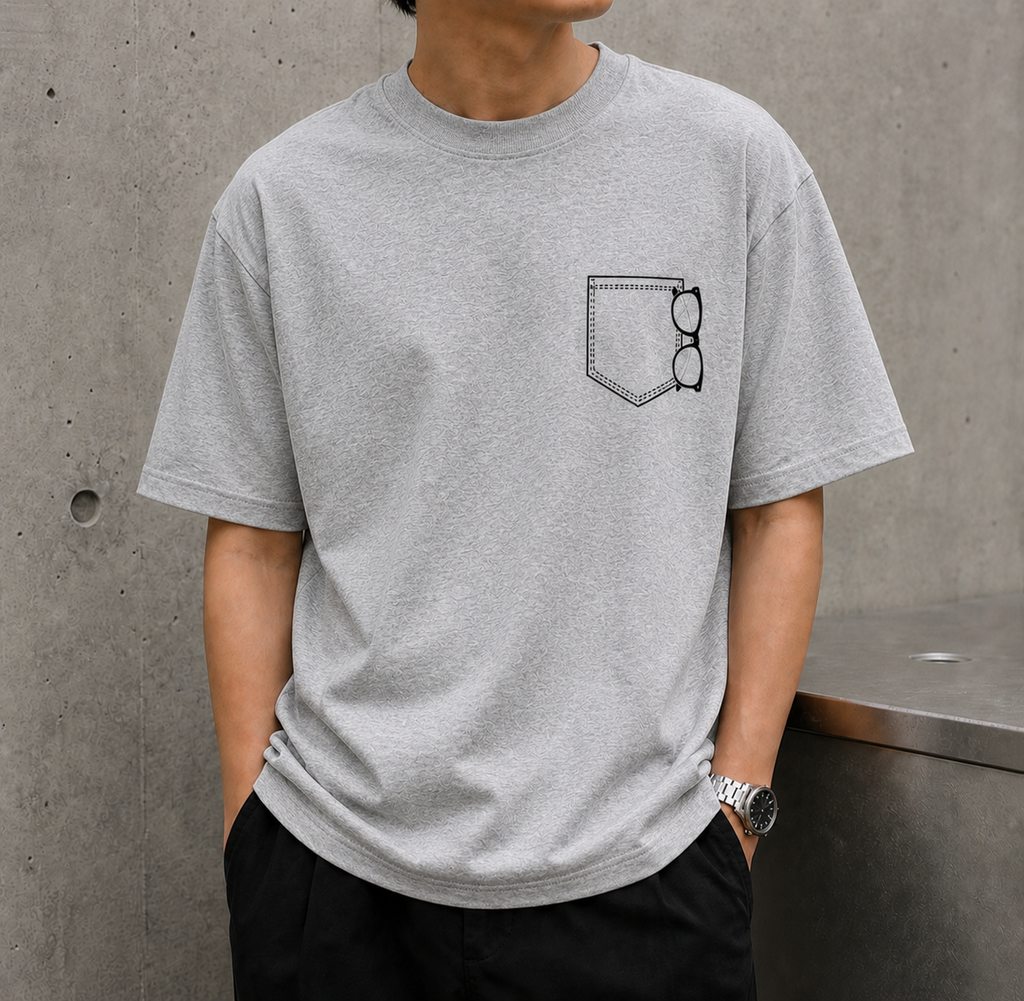 Minimalist Pocket Glasses Vinyl T-Shirt – Simple Aesthetic Tee