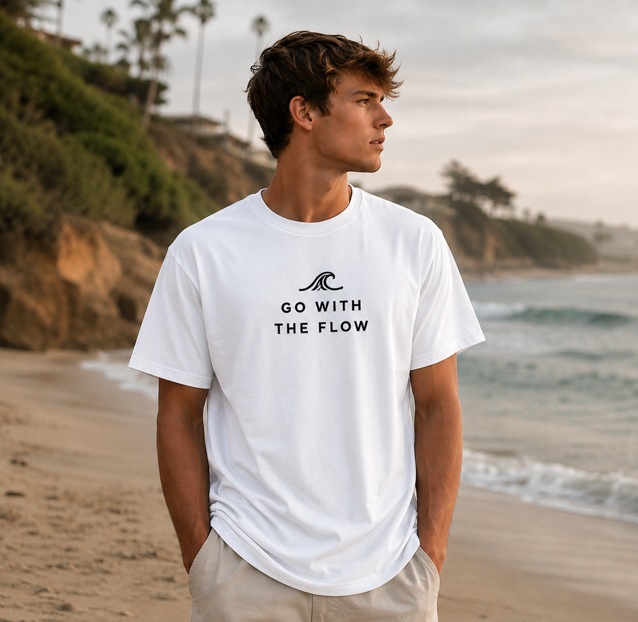 Go With The Flow Beach Minimalist Vinyl T-Shirt