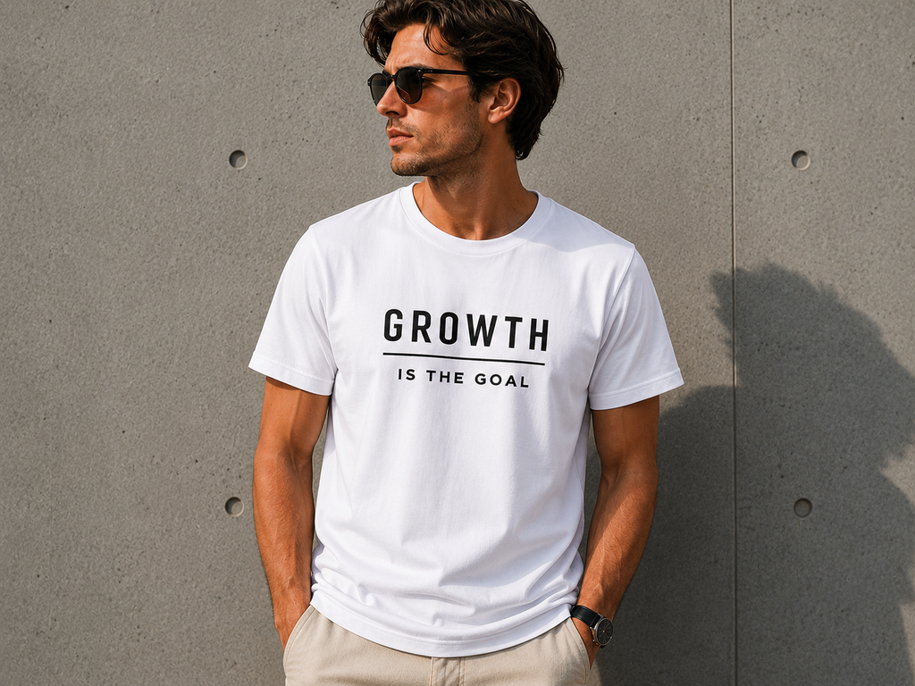 Growth Is the Goal Motivational Minimalist Vinyl T-Shirt