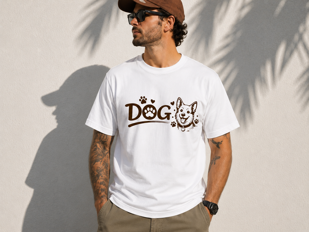 Dog Lover Vinyl T-Shirt | Cute Dog Paw Print Tee | Pet Lover Gift Shirt | Dog Mom Dog Dad Unisex T-Shirt