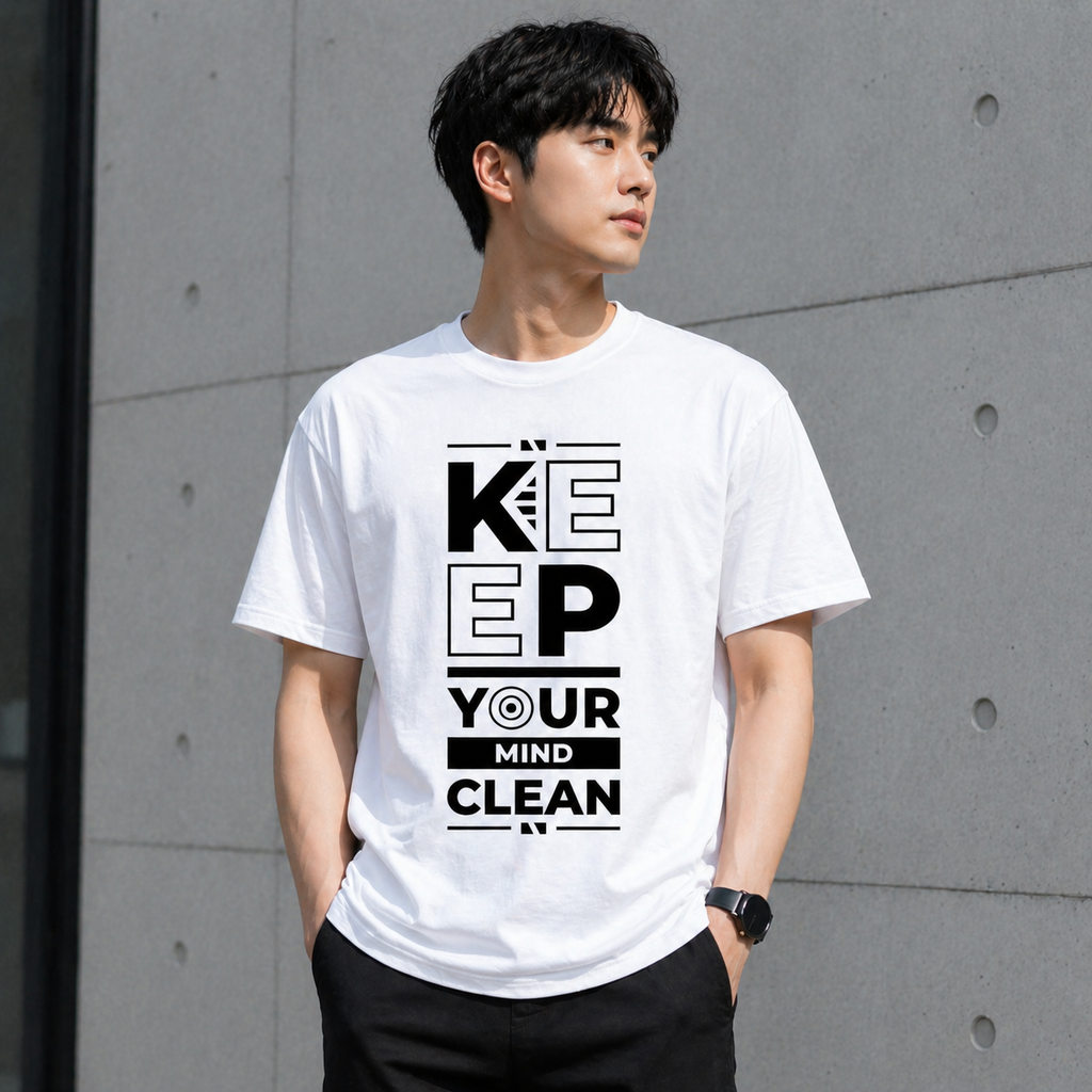 Keep Your Mind Clean Motivational Typography Vinyl T-Shirt