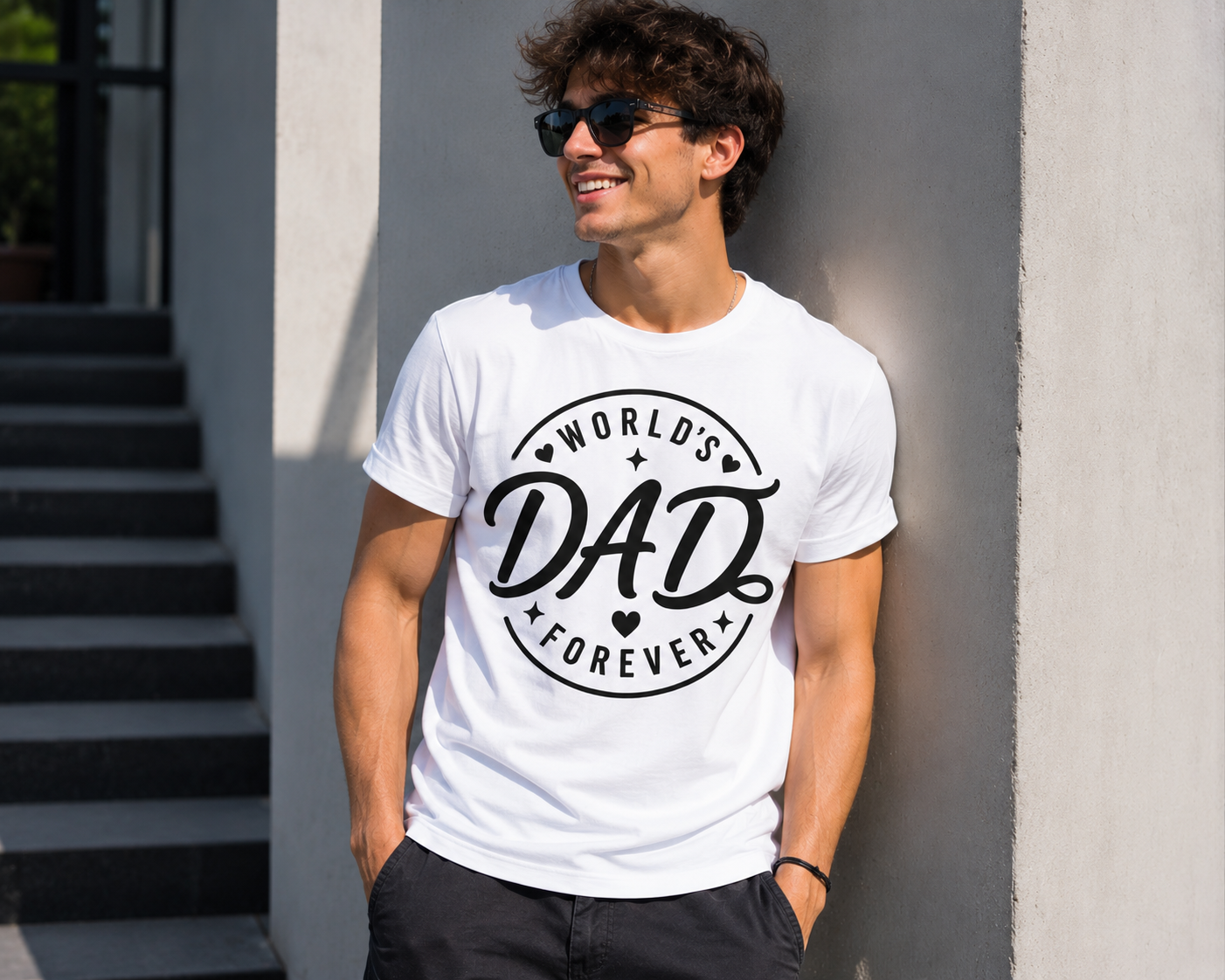 World’s Best Dad Forever Vinyl T-Shirt | Father’s Day Dad Tee