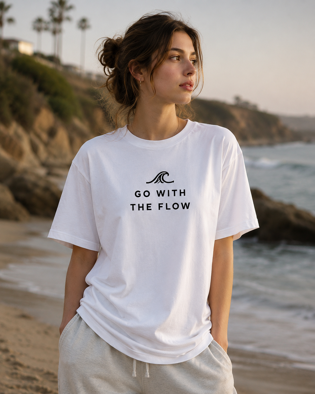 Go With The Flow Beach Minimalist Vinyl T-Shirt