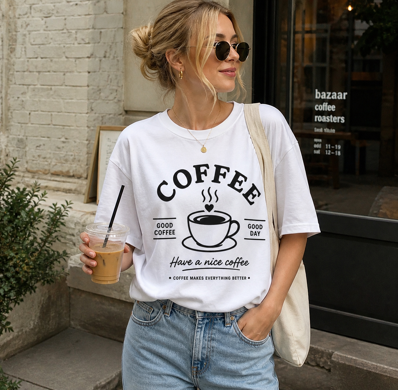 Coffee Lover Vinyl T-Shirt – Good Coffee Good Day Casual Tee